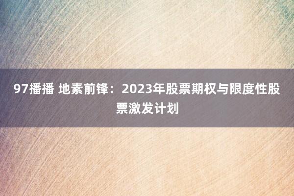 97播播 地素前锋：2023年股票期权与限度性股票激发计划