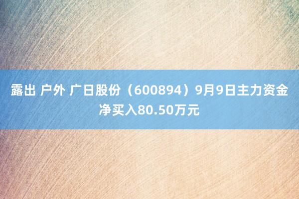 露出 户外 广日股份（600894）9月9日主力资金净买入80.50万元