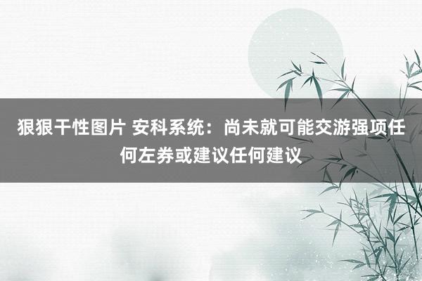 狠狠干性图片 安科系统：尚未就可能交游强项任何左券或建议任何建议