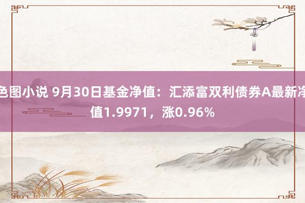 色图小说 9月30日基金净值：汇添富双利债券A最新净值1.9971，涨0.96%