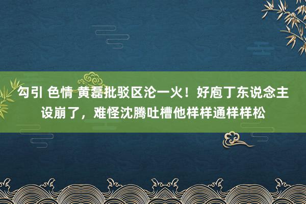 勾引 色情 黄磊批驳区沦一火！好庖丁东说念主设崩了，难怪沈腾吐槽他样样通样样松