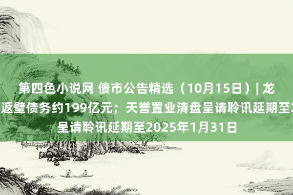 第四色小说网 债市公告精选（10月15日）| 龙光控股未能依期返璧债务约199亿元；天誉置业清盘呈请聆讯延期至2025年1月31日