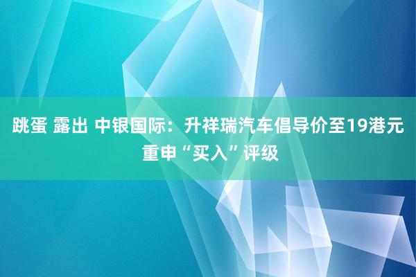 跳蛋 露出 中银国际：升祥瑞汽车倡导价至19港元 重申“买入”评级