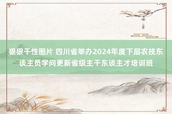 狠狠干性图片 四川省举办2024年度下层农技东谈主员学问更新省级主干东谈主才培训班