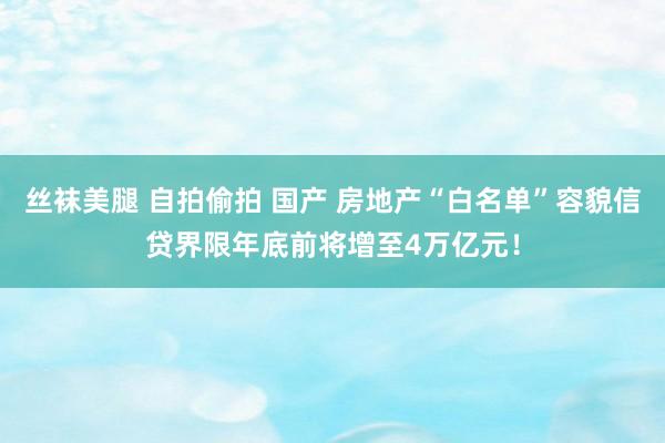 丝袜美腿 自拍偷拍 国产 房地产“白名单”容貌信贷界限年底前将增至4万亿元！