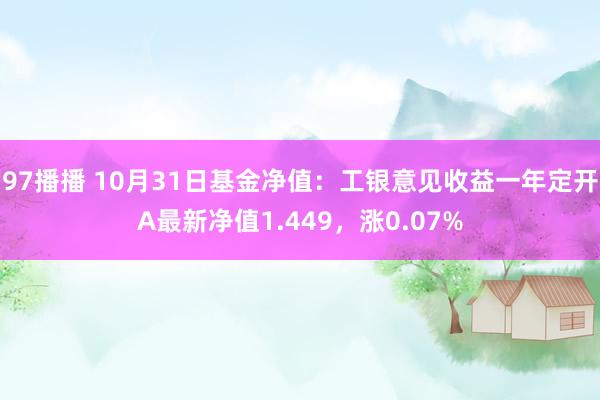 97播播 10月31日基金净值：工银意见收益一年定开A最新净值1.449，涨0.07%