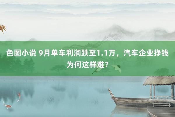 色图小说 9月单车利润跌至1.1万，汽车企业挣钱为何这样难？