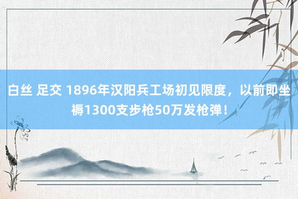 白丝 足交 1896年汉阳兵工场初见限度，以前即坐褥1300支步枪50万发枪弹！