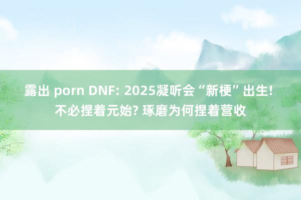 露出 porn DNF: 2025凝听会“新梗”出生! 不必捏着元始? 琢磨为何捏着营收