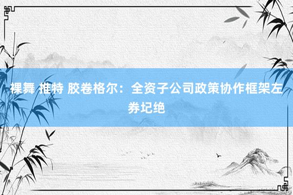 裸舞 推特 胶卷格尔：全资子公司政策协作框架左券圮绝