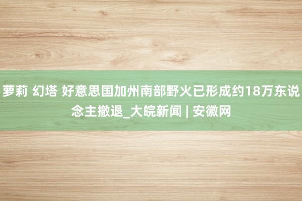 萝莉 幻塔 好意思国加州南部野火已形成约18万东说念主撤退_大皖新闻 | 安徽网