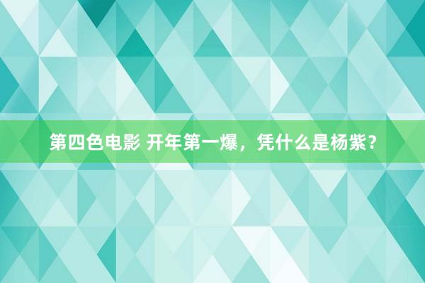 第四色电影 开年第一爆，凭什么是杨紫？