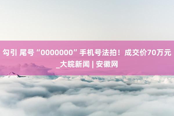 勾引 尾号“0000000”手机号法拍！成交价70万元_大皖新闻 | 安徽网