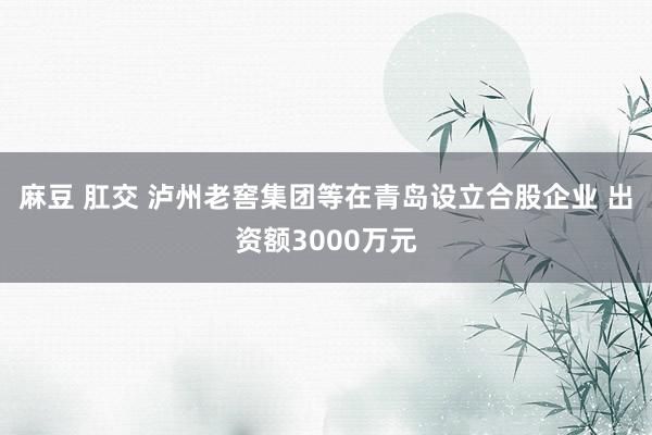 麻豆 肛交 泸州老窖集团等在青岛设立合股企业 出资额3000万元